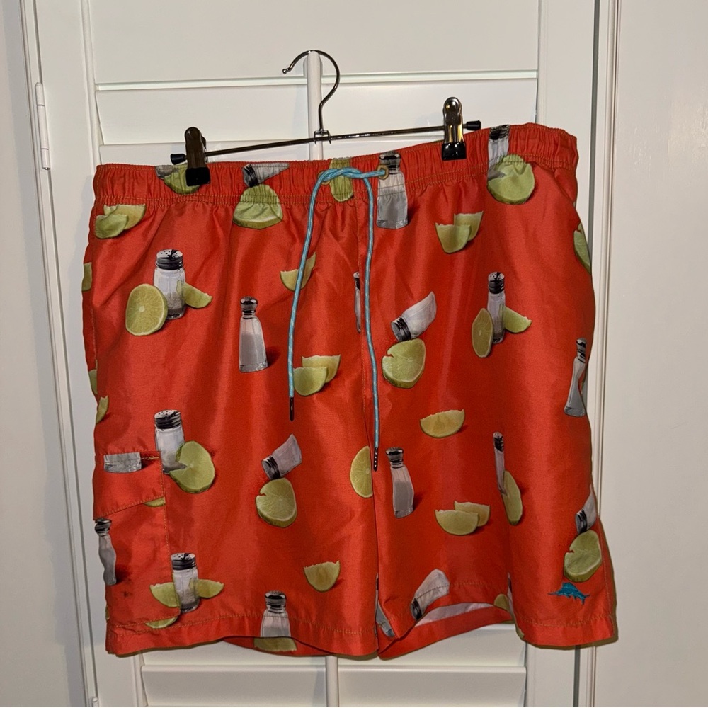 Orange Tommy Bahama Swim Shorts with Lime and Salt Shaker Print